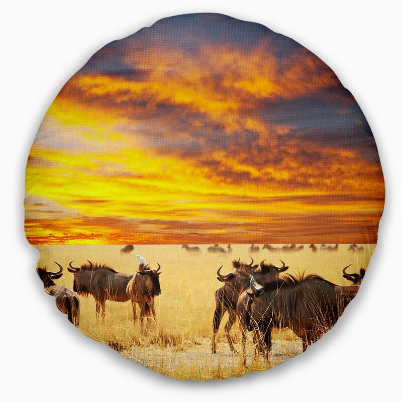 Designart 'Antelope Crowd At Sunset' African Throw Pillow