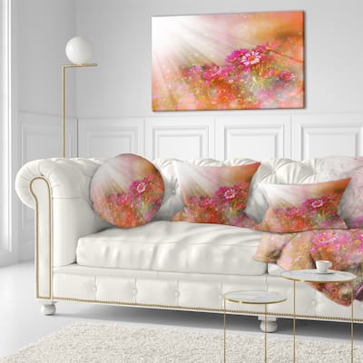 Designart 'Little Red and Pink Flowers Spring' Floral Throw Pillow
