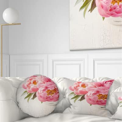 Designart 'Peony Flowers in Vase Photography' Floral Throw Pillow