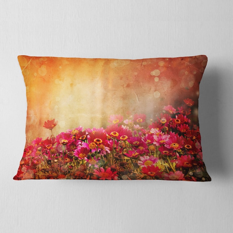 Designart 'Spring Little Flowers at Sunset' Floral Throw Pillow