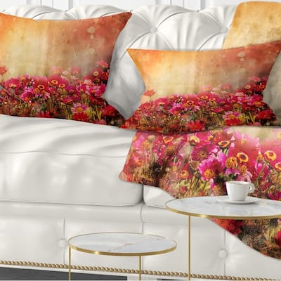 Designart 'Spring Little Flowers at Sunset' Floral Throw Pillow