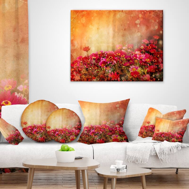 Designart 'Spring Little Flowers at Sunset' Floral Throw Pillow