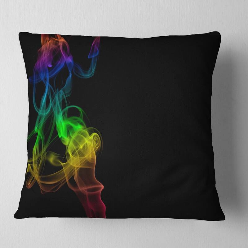 Designart 'Colorful Abstract Smoke Waves' Abstract Throw Pillow - Square - 18 in. x 18 in. - Medium