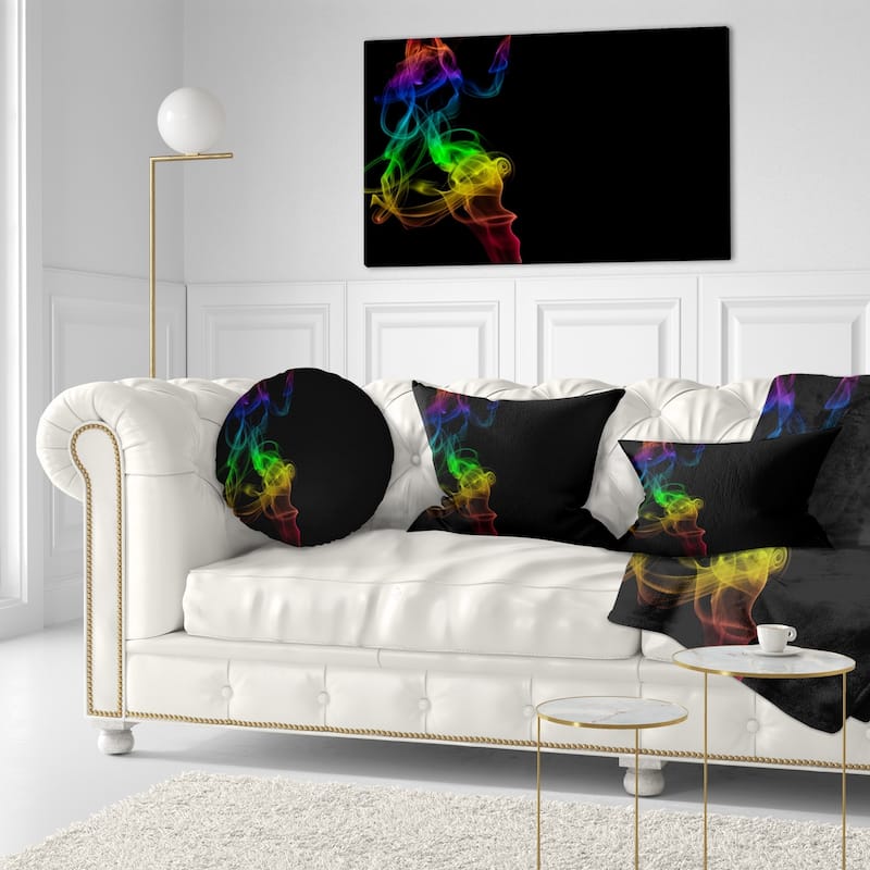 Designart 'Colorful Abstract Smoke Waves' Abstract Throw Pillow