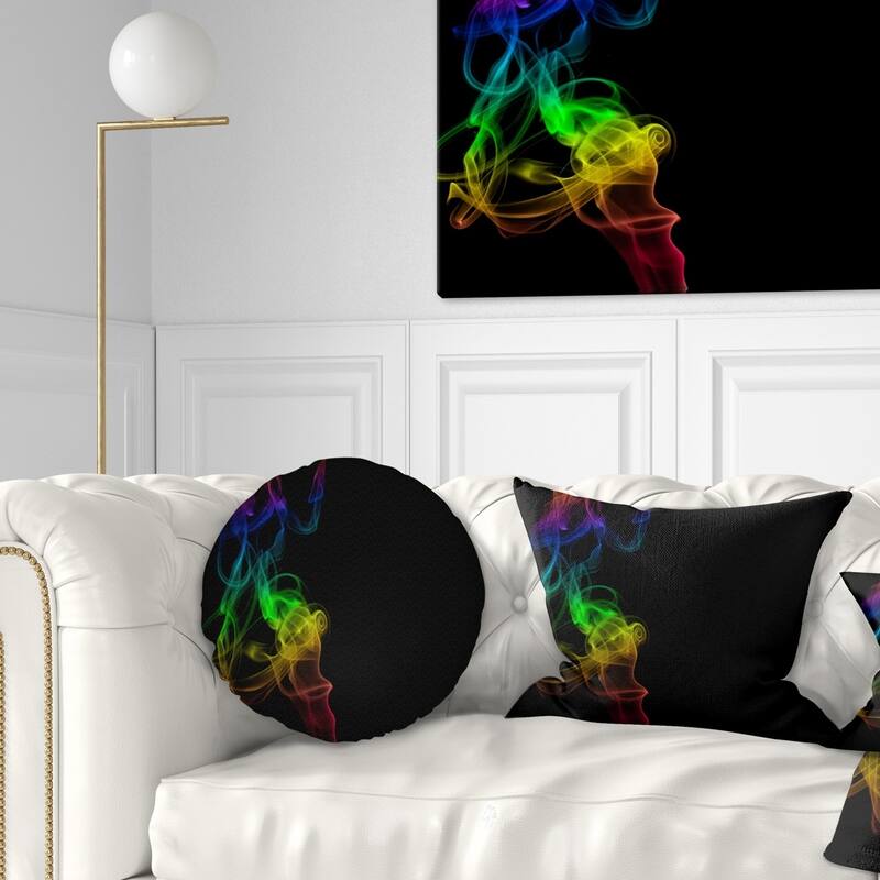 Designart 'Colorful Abstract Smoke Waves' Abstract Throw Pillow - Round - 20 inches round - Large