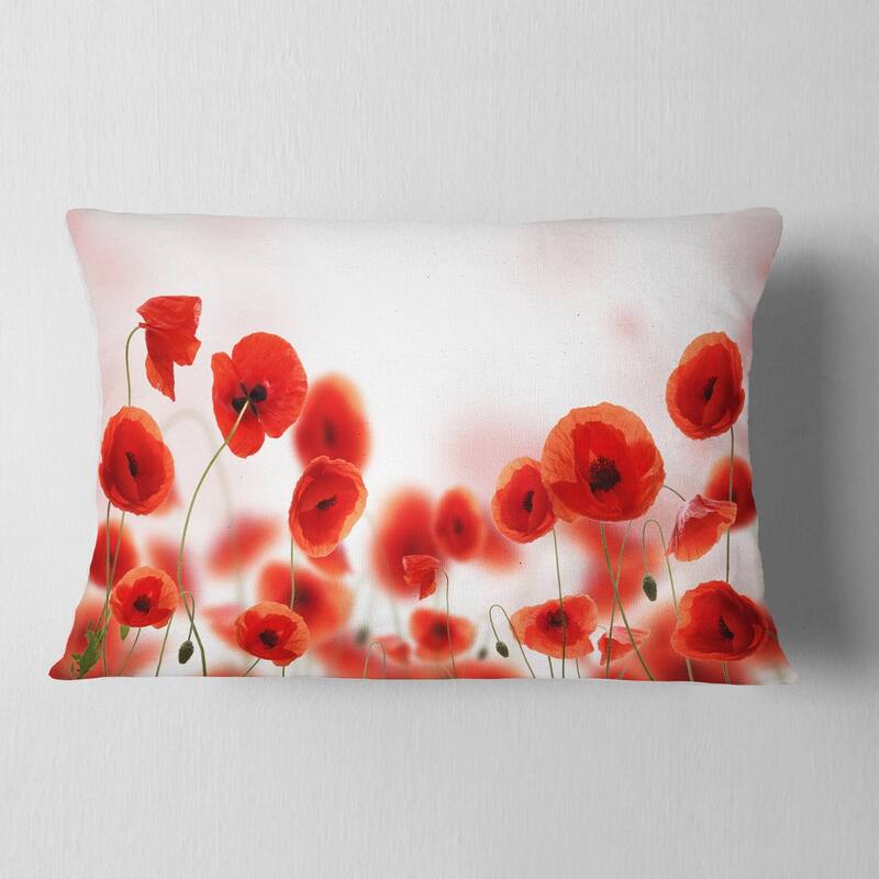 Designart 'Poppy Flowers on Pink Background' Floral Throw Pillow