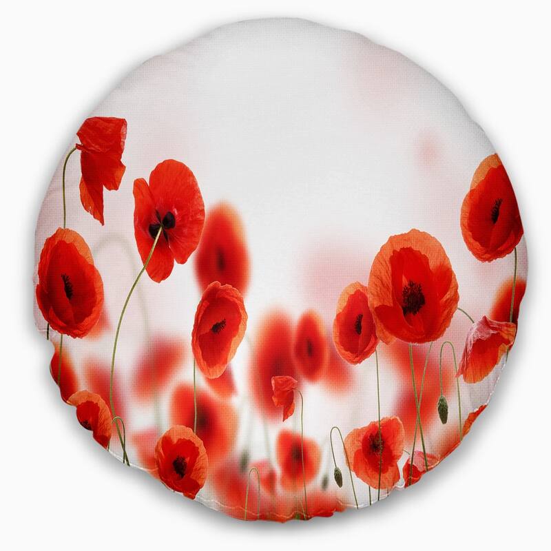 Designart 'Poppy Flowers on Pink Background' Floral Throw Pillow