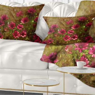 Designart 'Spring Garden with Little Red Flowers' Floral Throw Pillow