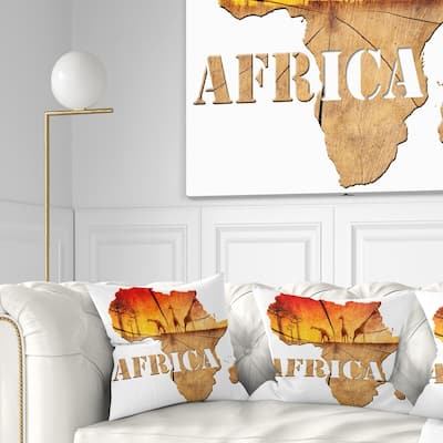 Designart 'Africa Map Wooden Illustration' Abstract Throw Pillow