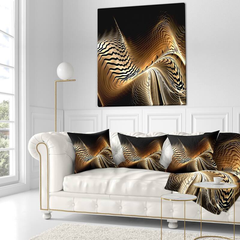 Designart 'Brown Black Abstract Fractal Design' Abstract Throw Pillow