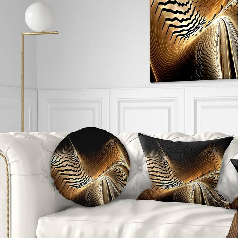 Designart 'Brown Black Abstract Fractal Design' Abstract Throw Pillow - Rectangle - 12 in. x 20 in. - Medium