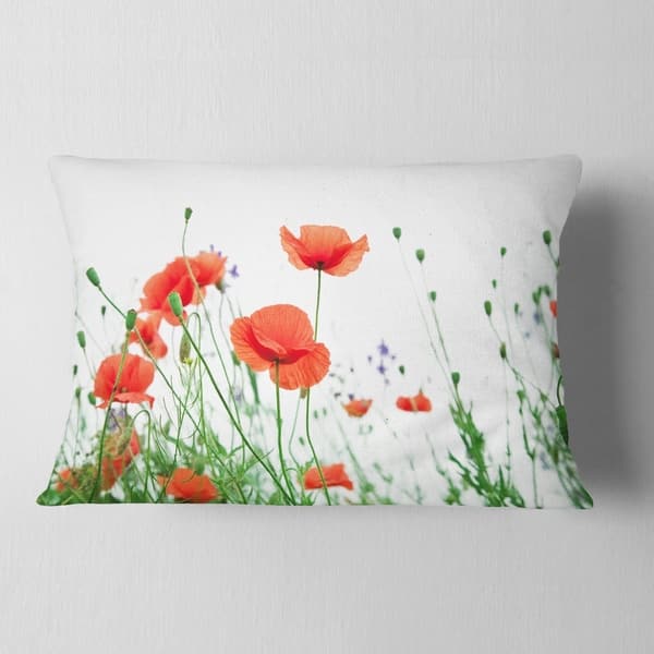 Designart Poppy Flowers On White Background Floral Throw Pillow On Sale Overstock 20950351