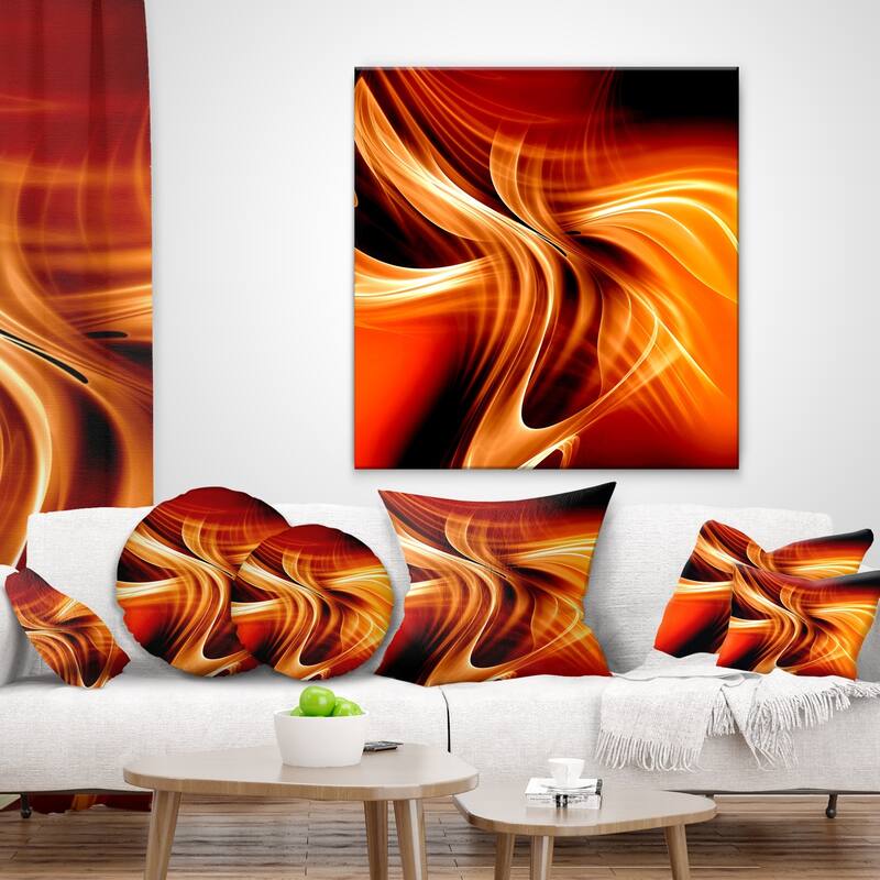 Designart 'Orange Abstract Warm Fractal Design' Abstract Throw Pillow