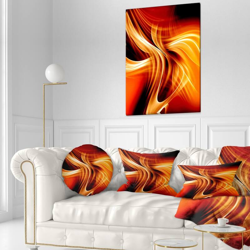 Designart 'Orange Abstract Warm Fractal Design' Abstract Throw Pillow