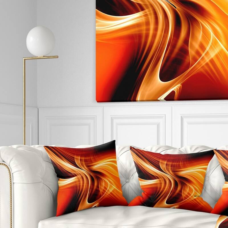Designart 'Orange Abstract Warm Fractal Design' Abstract Throw Pillow - Square - 26 in. x 26 in. - Large