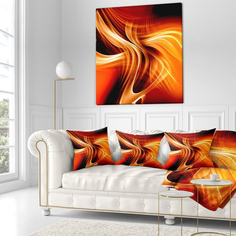 Designart 'Orange Abstract Warm Fractal Design' Abstract Throw Pillow