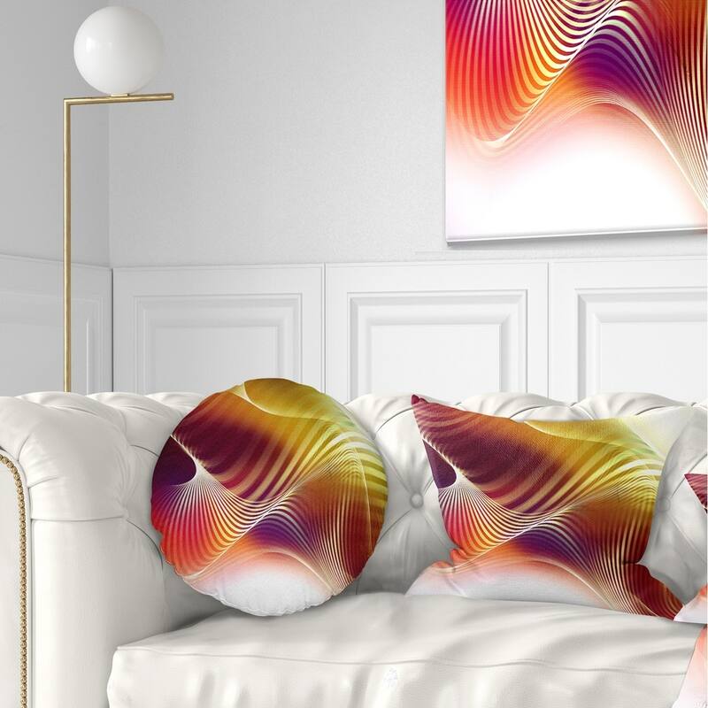Designart 'Yellow Abstract Warm Fractal Design' Abstract Throw Pillow - Rectangle - 12 in. x 20 in. - Medium