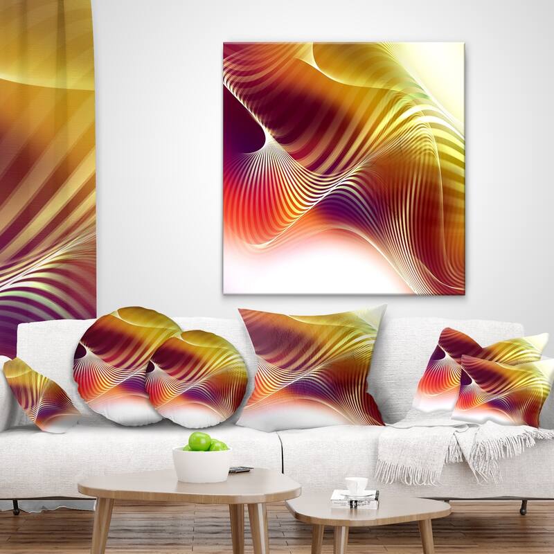 Designart 'Yellow Abstract Warm Fractal Design' Abstract Throw Pillow