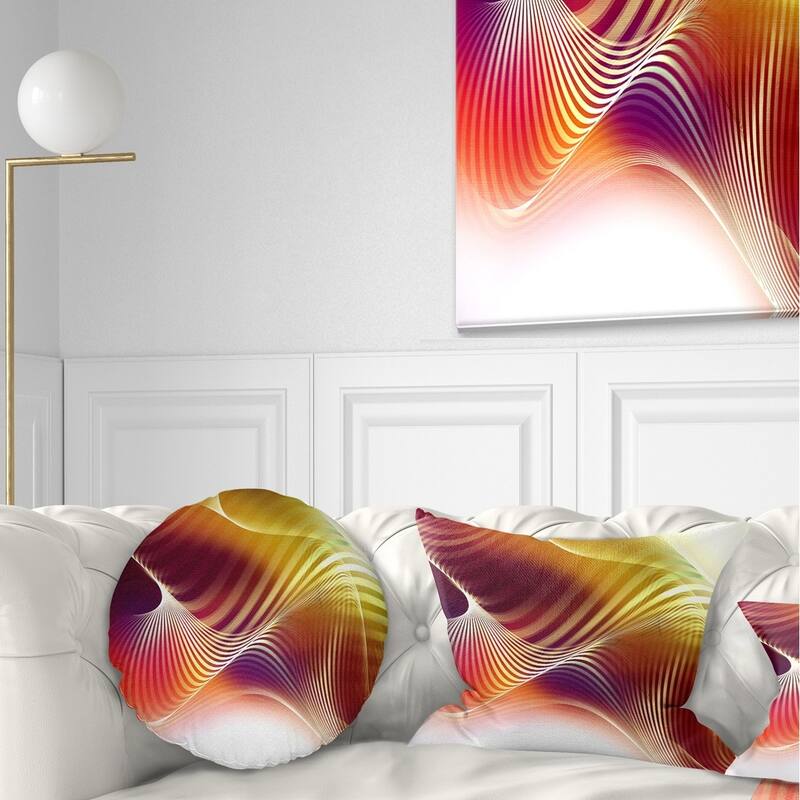 Designart 'Yellow Abstract Warm Fractal Design' Abstract Throw Pillow - Round - 20 inches round - Large
