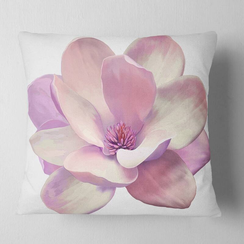 Designart 'Cute Light Pink Magnolia Flower' Flowers Throw Pillowwork