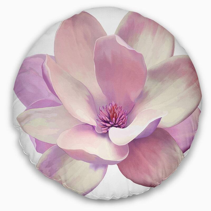 Designart 'Cute Light Pink Magnolia Flower' Flowers Throw Pillowwork