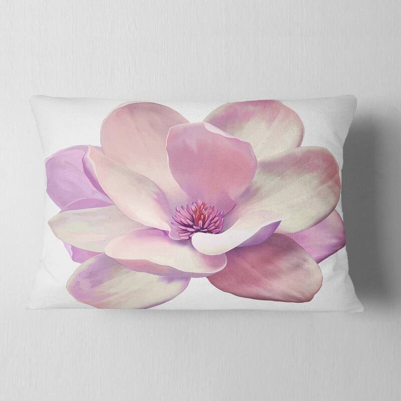Designart 'Cute Light Pink Magnolia Flower' Flowers Throw Pillowwork