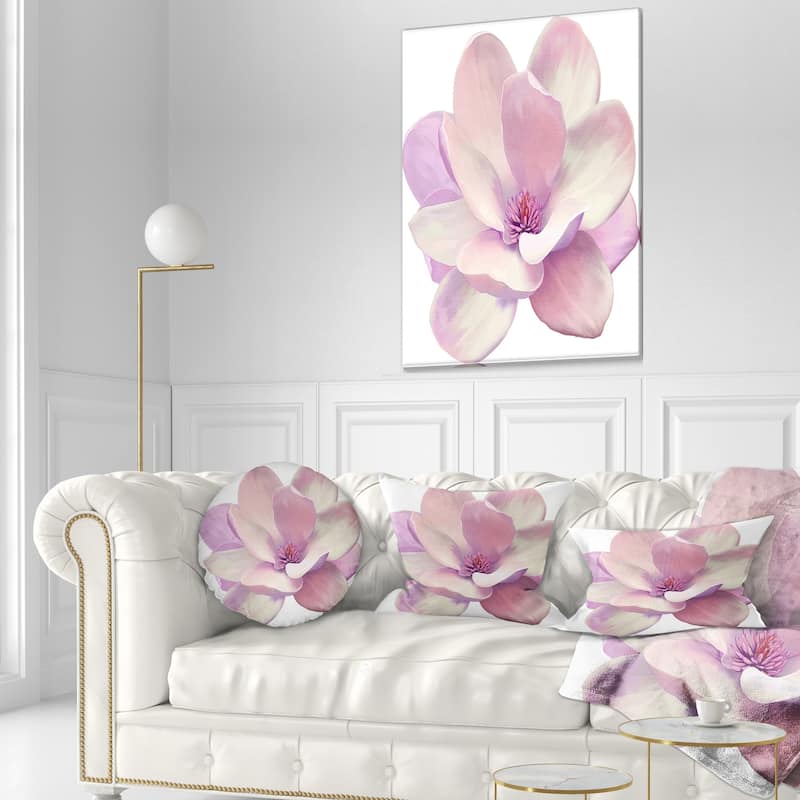 Designart 'Cute Light Pink Magnolia Flower' Flowers Throw Pillowwork