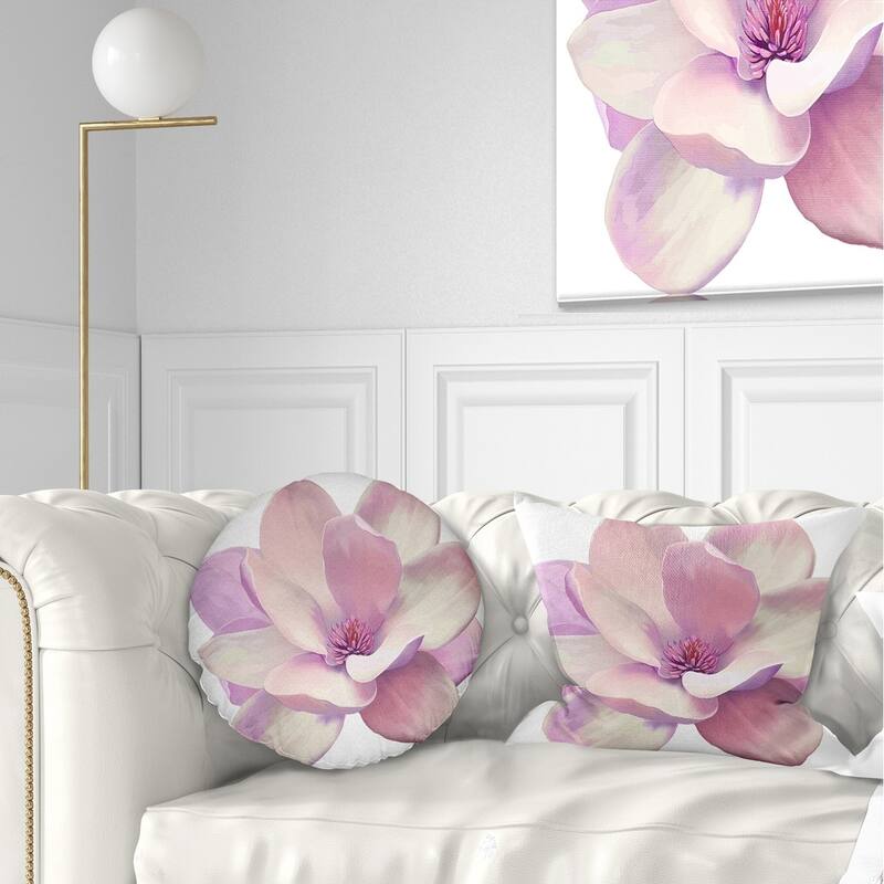 Designart 'Cute Light Pink Magnolia Flower' Flowers Throw Pillowwork - Rectangle - 12 in. x 20 in. - Medium
