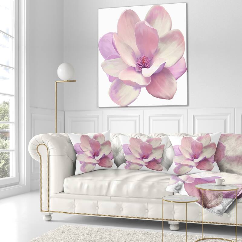 Designart 'Cute Light Pink Magnolia Flower' Flowers Throw Pillowwork