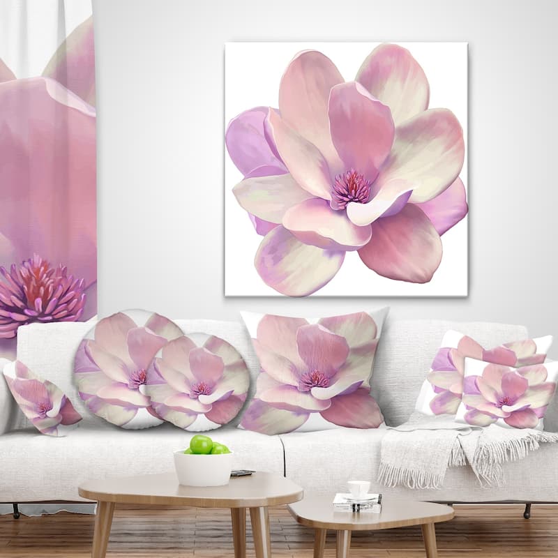 Designart 'Cute Light Pink Magnolia Flower' Flowers Throw Pillowwork