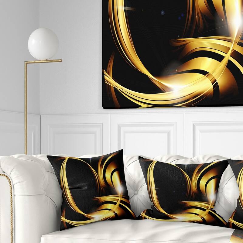 Designart 'Golden Abstract Warm Fractal Design' Abstract Throw Pillow - Square - 26 in. x 26 in. - Large