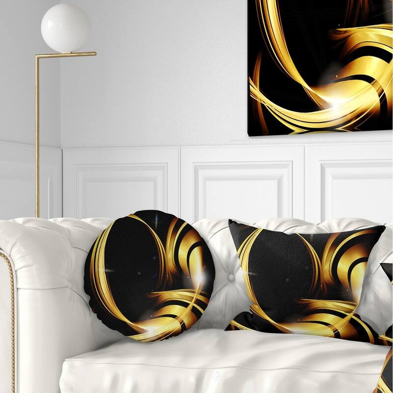 Designart 'Golden Abstract Warm Fractal Design' Abstract Throw Pillow - Rectangle - 12 in. x 20 in. - Medium