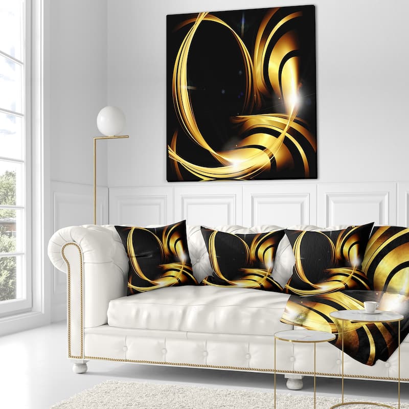Designart 'Golden Abstract Warm Fractal Design' Abstract Throw Pillow