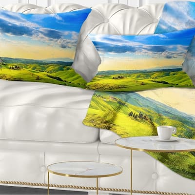 Designart 'Colorful Tuscany Countryside Farm' Landscape Printed Throw Pillow
