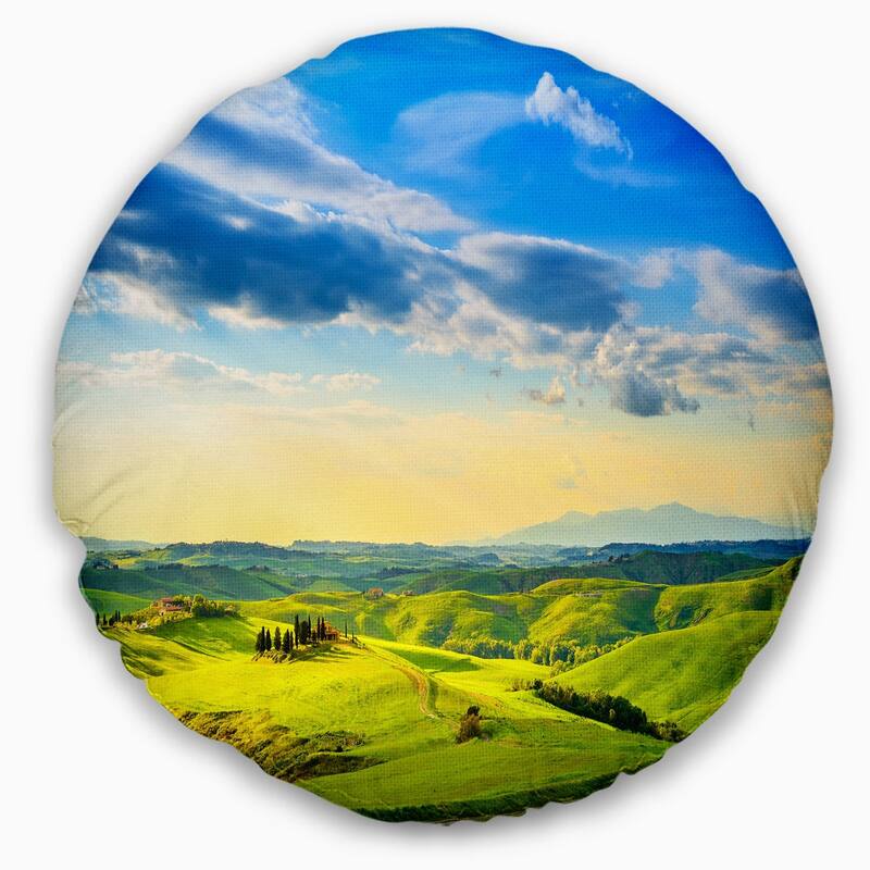 Designart 'Colorful Tuscany Countryside Farm' Landscape Printed Throw Pillow