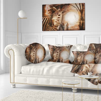 Designart 'Vintage Style African Zebra' African Throw Pillow