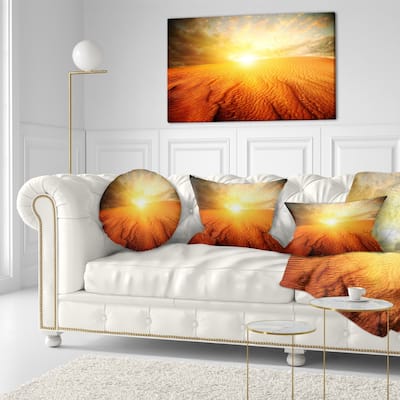 Designart 'Sand Landscape with Sun' Landscape Printed Throw Pillow