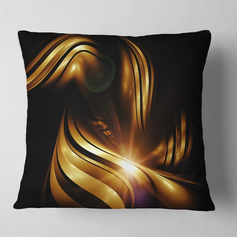 Designart 'Abstract Gold Fractal Background' Contemporary Abstract Throw Pillow - Square - 18 in. x 18 in. - Medium