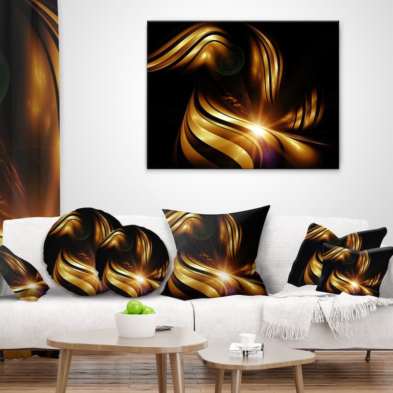 Designart 'Abstract Gold Fractal Background' Contemporary Abstract Throw Pillow