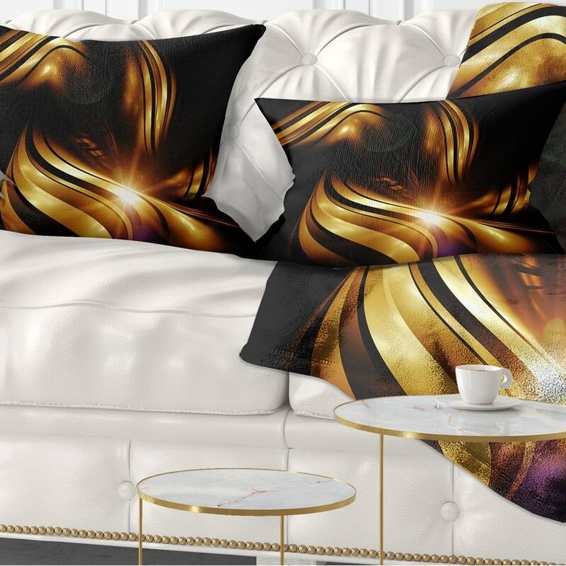 Designart 'Abstract Gold Fractal Background' Contemporary Abstract Throw Pillow - Rectangle - 12 in. x 20 in. - Medium