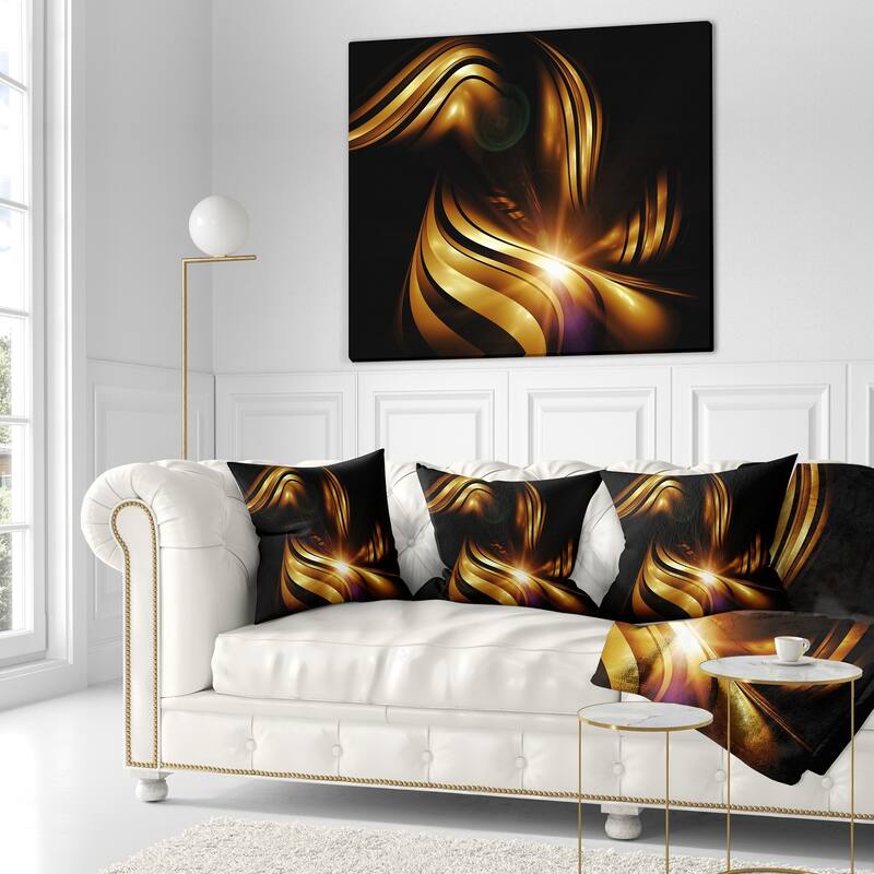 Designart 'Abstract Gold Fractal Background' Contemporary Abstract Throw Pillow