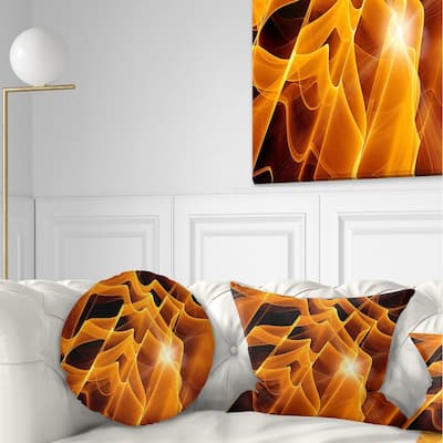 Designart 'Golden Yellow Abstract Fractal Design' Abstract Throw Pillow
