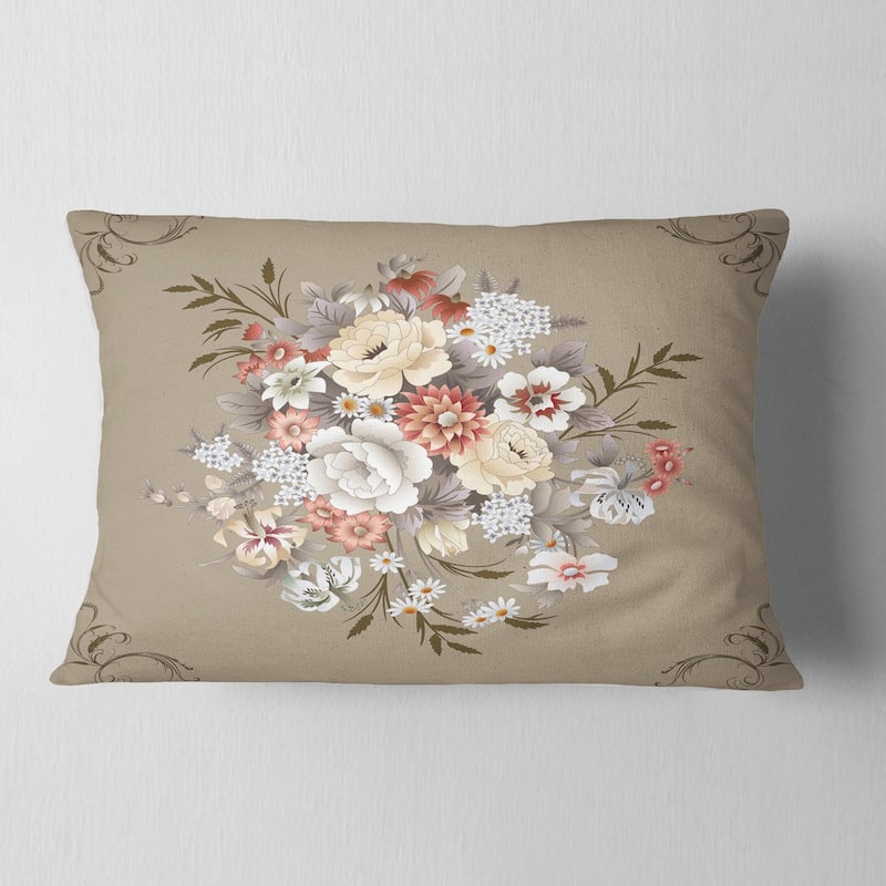 Designart 'White and Yellow Floral Pattern' Floral Throw Pillow