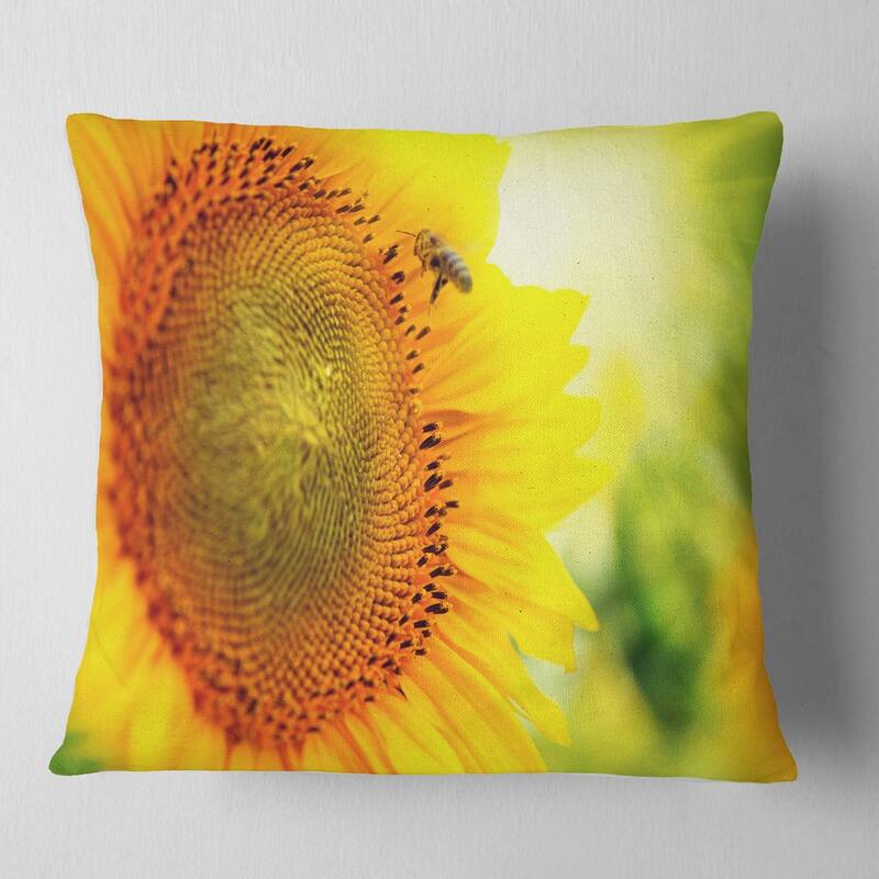 Designart 'Sunflower Blooming on Field' Animal Throw Pillow - Square - 26 in. x 26 in. - Large