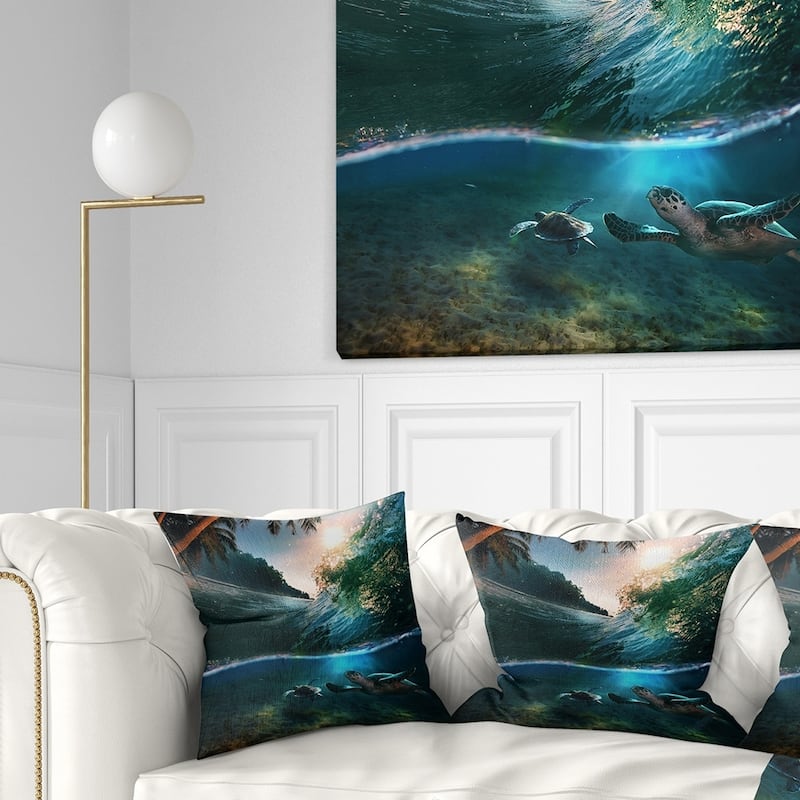 Designart 'Tropical Paradise Seashore' Seascape Throw Pillow - Square - 18 in. x 18 in. - Medium