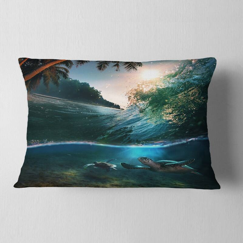 Designart 'Tropical Paradise Seashore' Seascape Throw Pillow