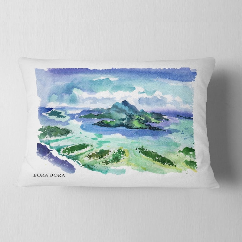 Designart 'Bora Bora Vector Illustration' Cityscape Painting Throw Pillow