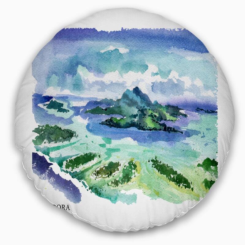 Designart 'Bora Bora Vector Illustration' Cityscape Painting Throw Pillow