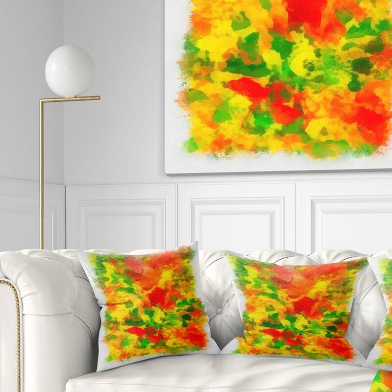 Designart 'Colorful Hand drawn Floral Background' Flower Throw Pillow - Square - 16 in. x 16 in. - Small