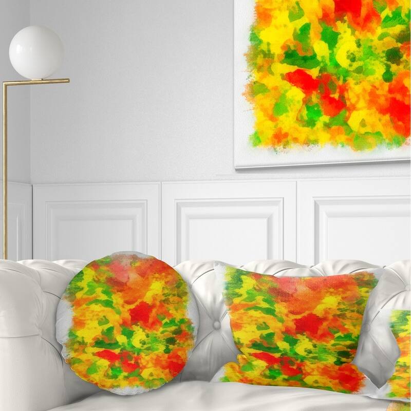Designart 'Colorful Hand drawn Floral Background' Flower Throw Pillow - Round - 20 inches round - Large
